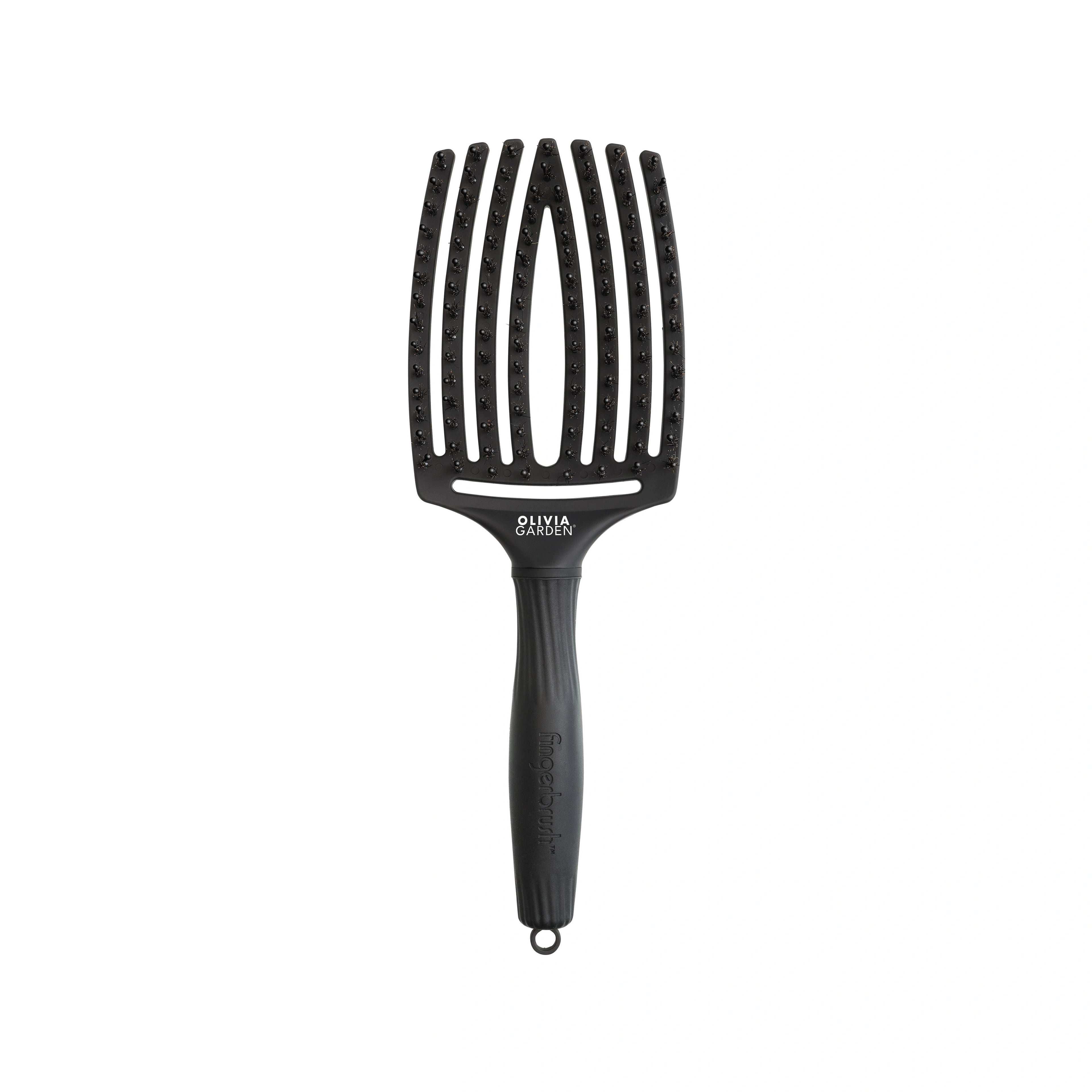 Olivia Garden OG Fingerbrush care Ionic Boar&Nylon Full Black, L – hårborste