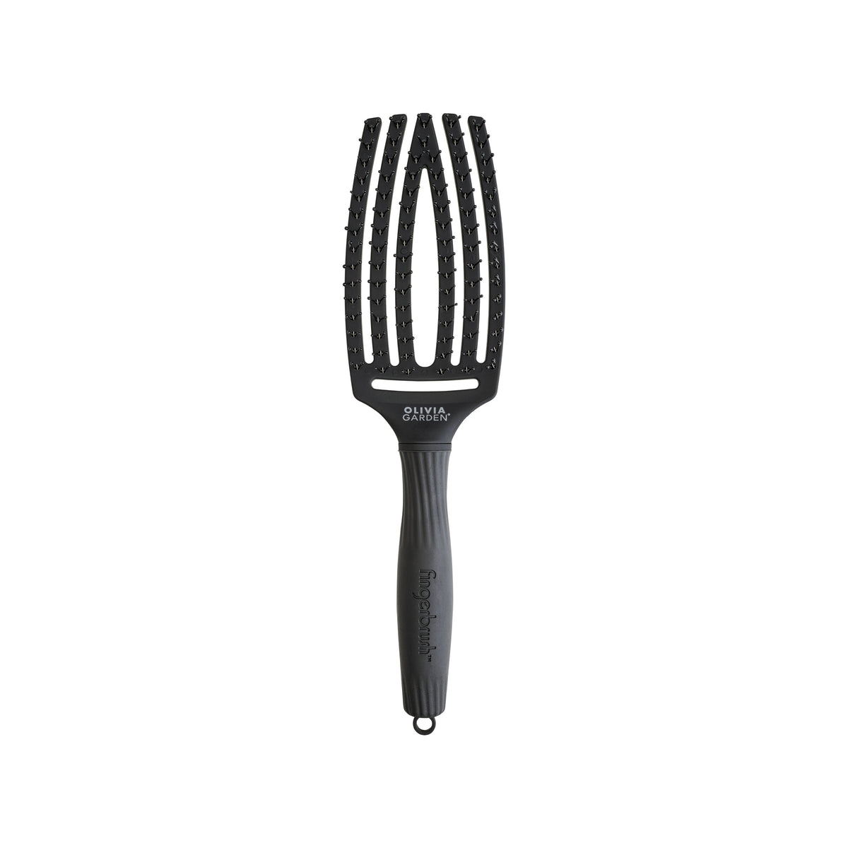 Olivia Garden OG Fingerbrush Care Ionic Double bristles black, M – hårborste