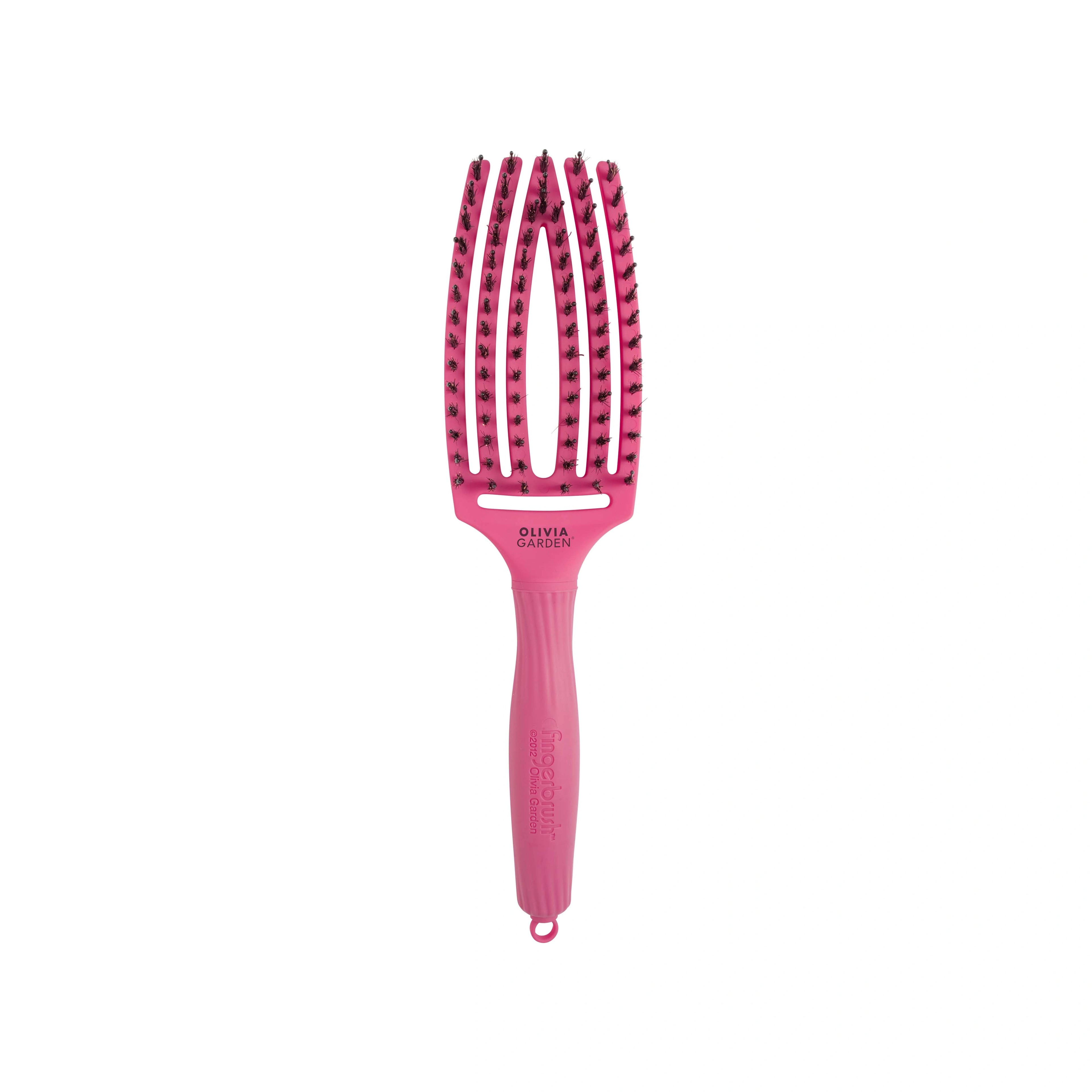 Olivia Garden OG Fingerbrush Care ionic Boar&Nylon Hot Pink, M – hårborste