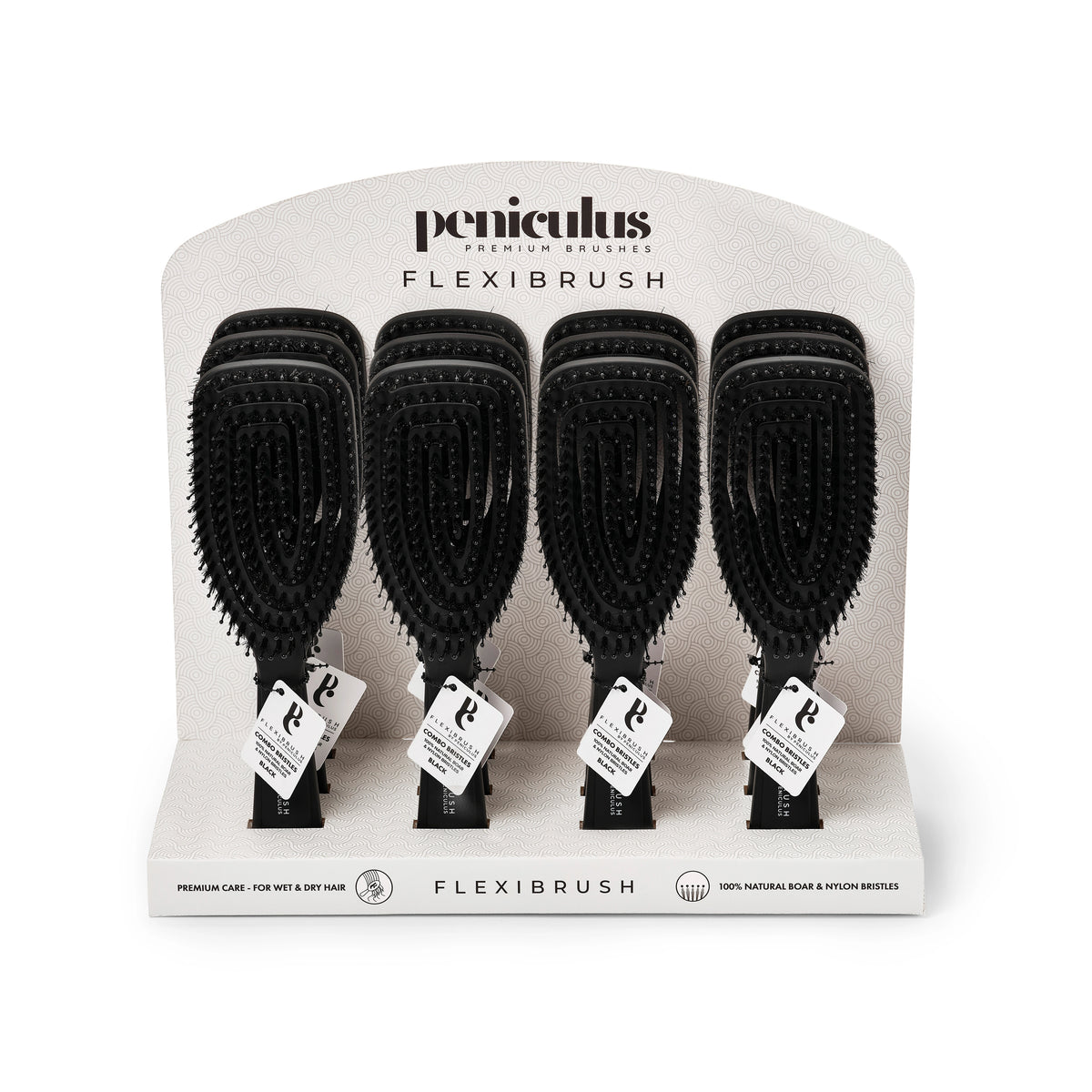 Peniculus PC Flexibrush combo 12 pcs Display, Svart – hårborste