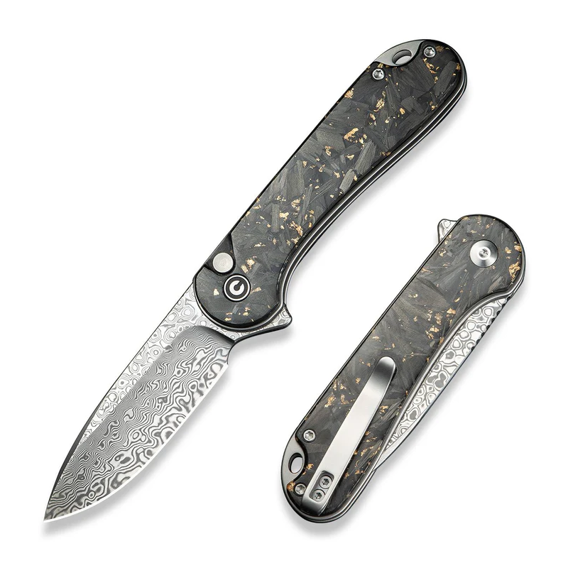 Civivi Button Lock Elementum 2 Damascus Golden
