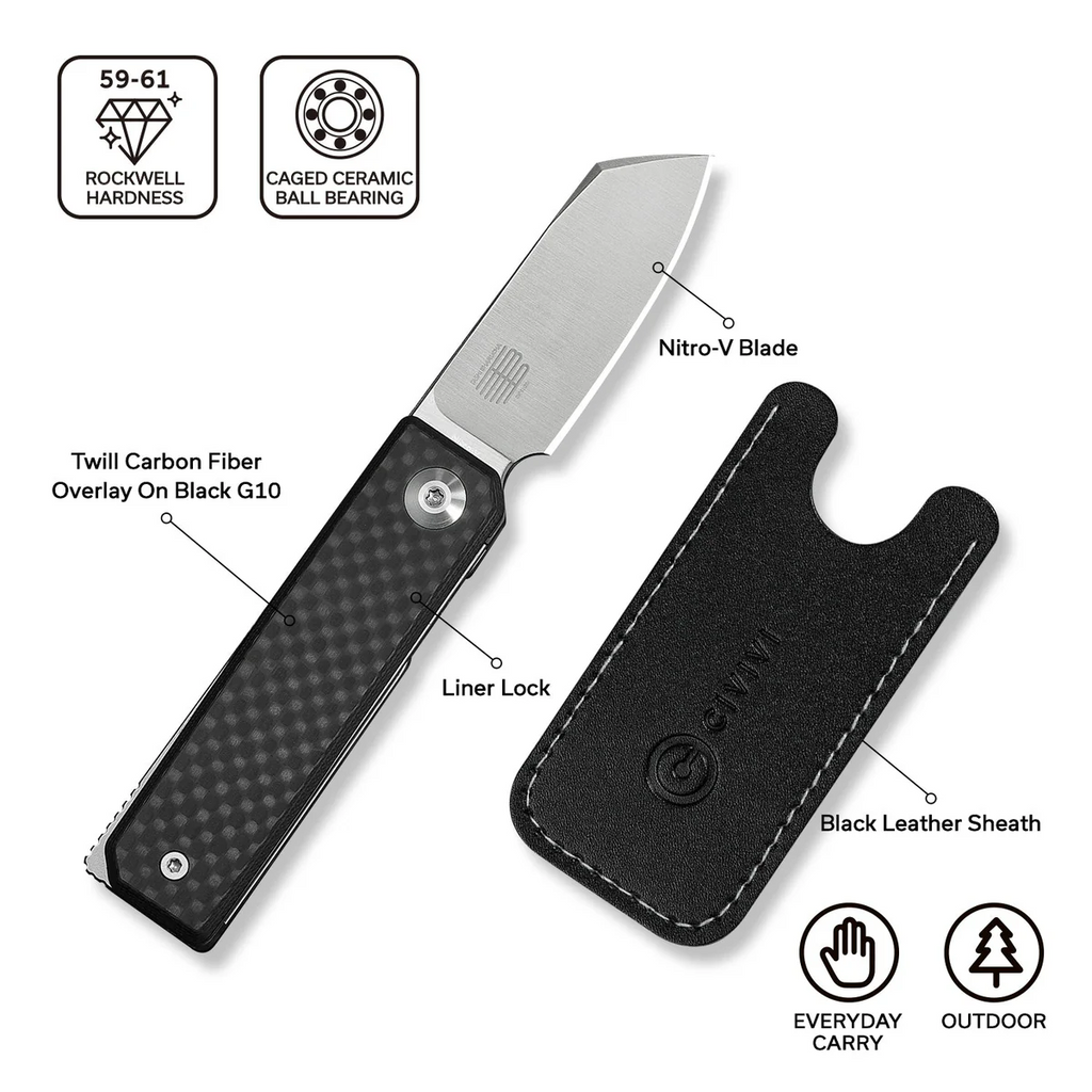 CIVIVI Kukei Carbon Fiber inkl läderslida