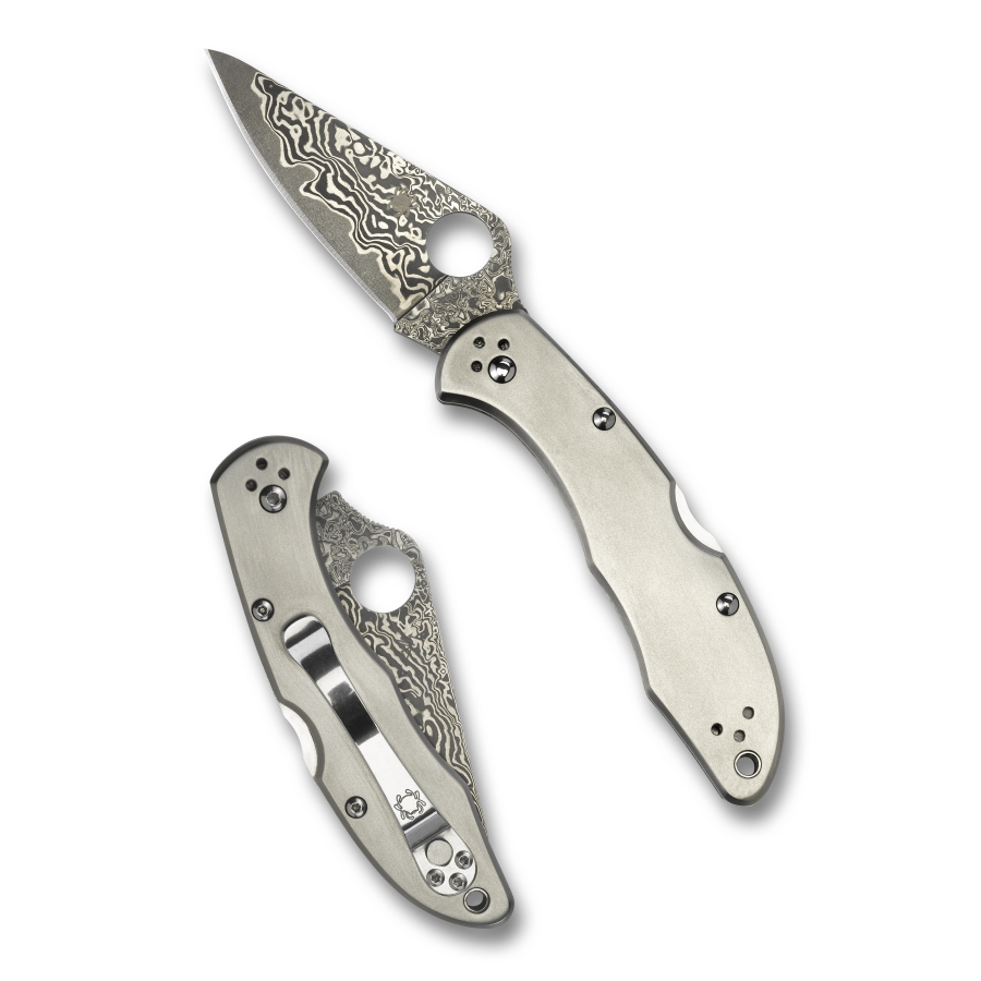Spyderco Delica 4 Titanium Damascus