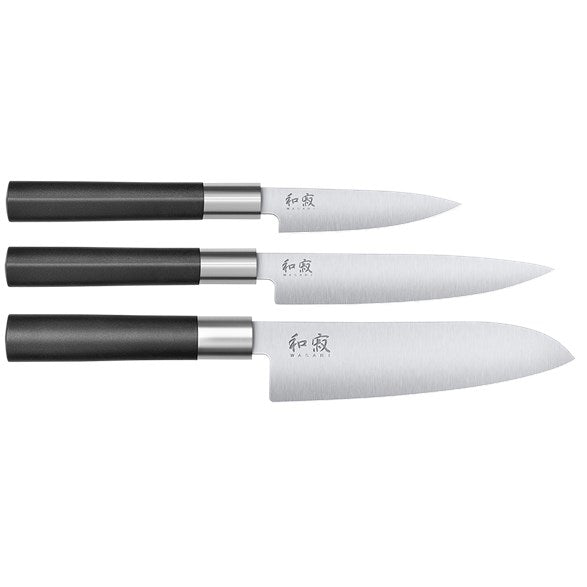 Kai Wasabi Black 3-dels Knivset Petty / Allkniv / Santoku