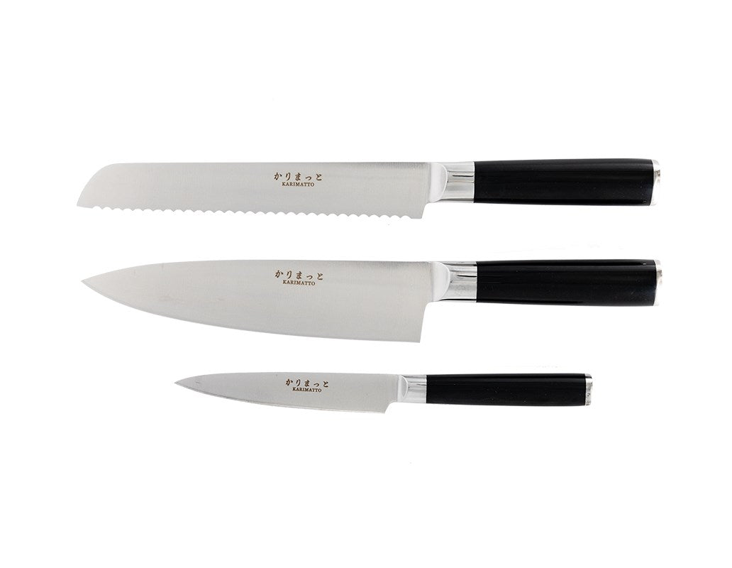 Knivset 3-del - Allkniv 12 cm, Kockkniv 20 cm, Brödkniv 20 cm