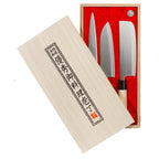 Satake Houcho med Nakiri, Sashimi & Santoku i Balsabox