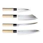 Satake Houcho Set Med Gyuto, Filé, Hakata & Petty I Balsabox