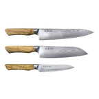 Satake Kaizen 3-dels Knivset Gyuto 21cm, Santoku 18cm & Petty 12cm